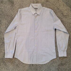 Express Men's White shirt with Blue Polka Dots , Large 16-16.5 Long Sleeve